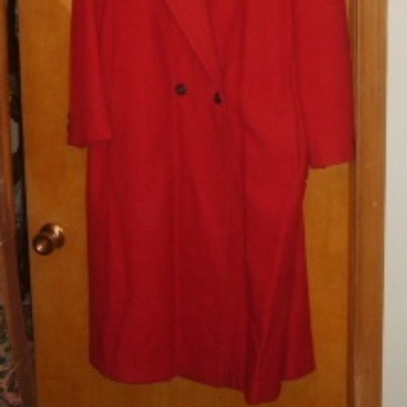 Vintage Wool Coat 16 Long Red Aldofo Classics - Picture 3 of 3